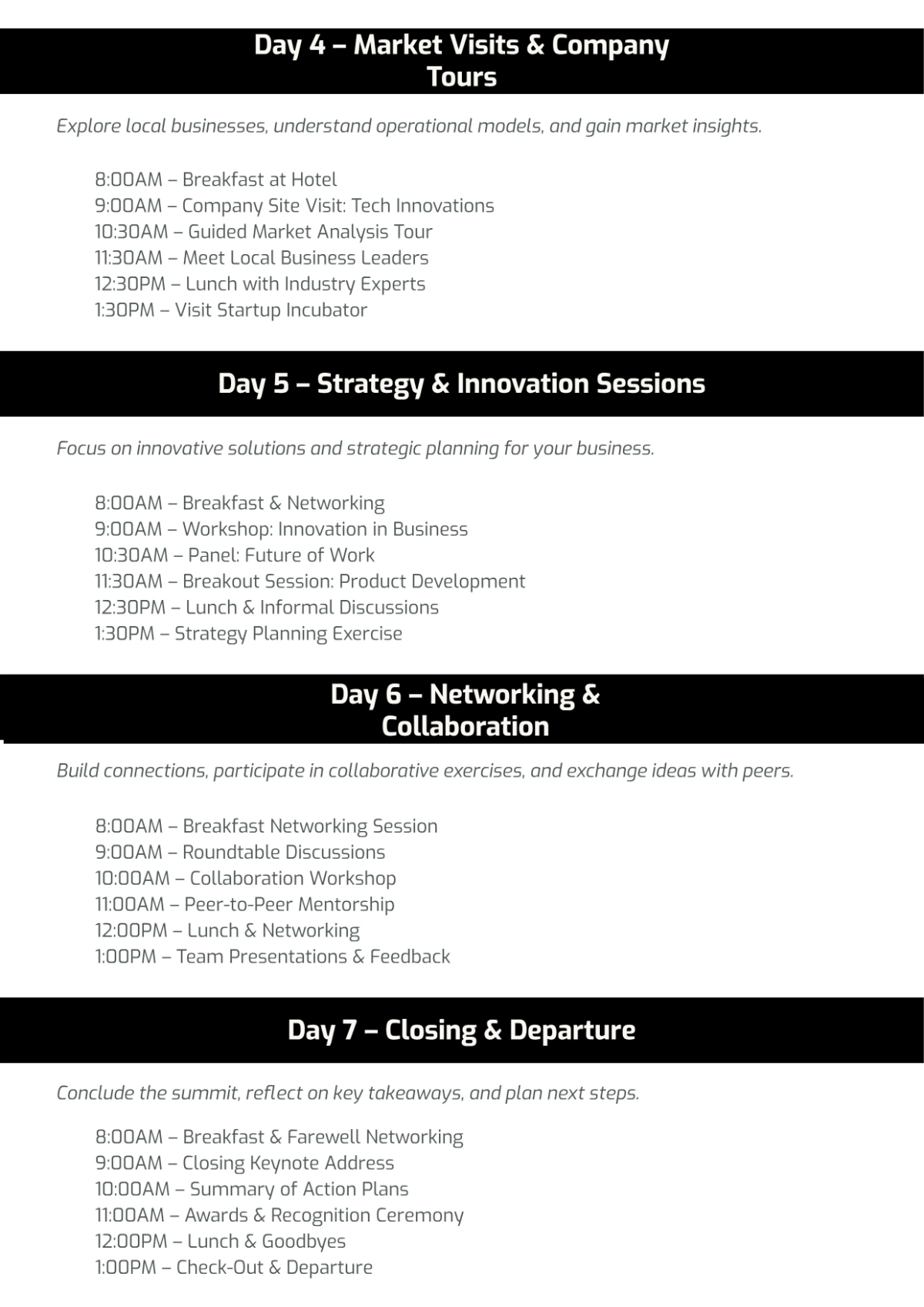 Free One Day Itinerary Template to Edit Online