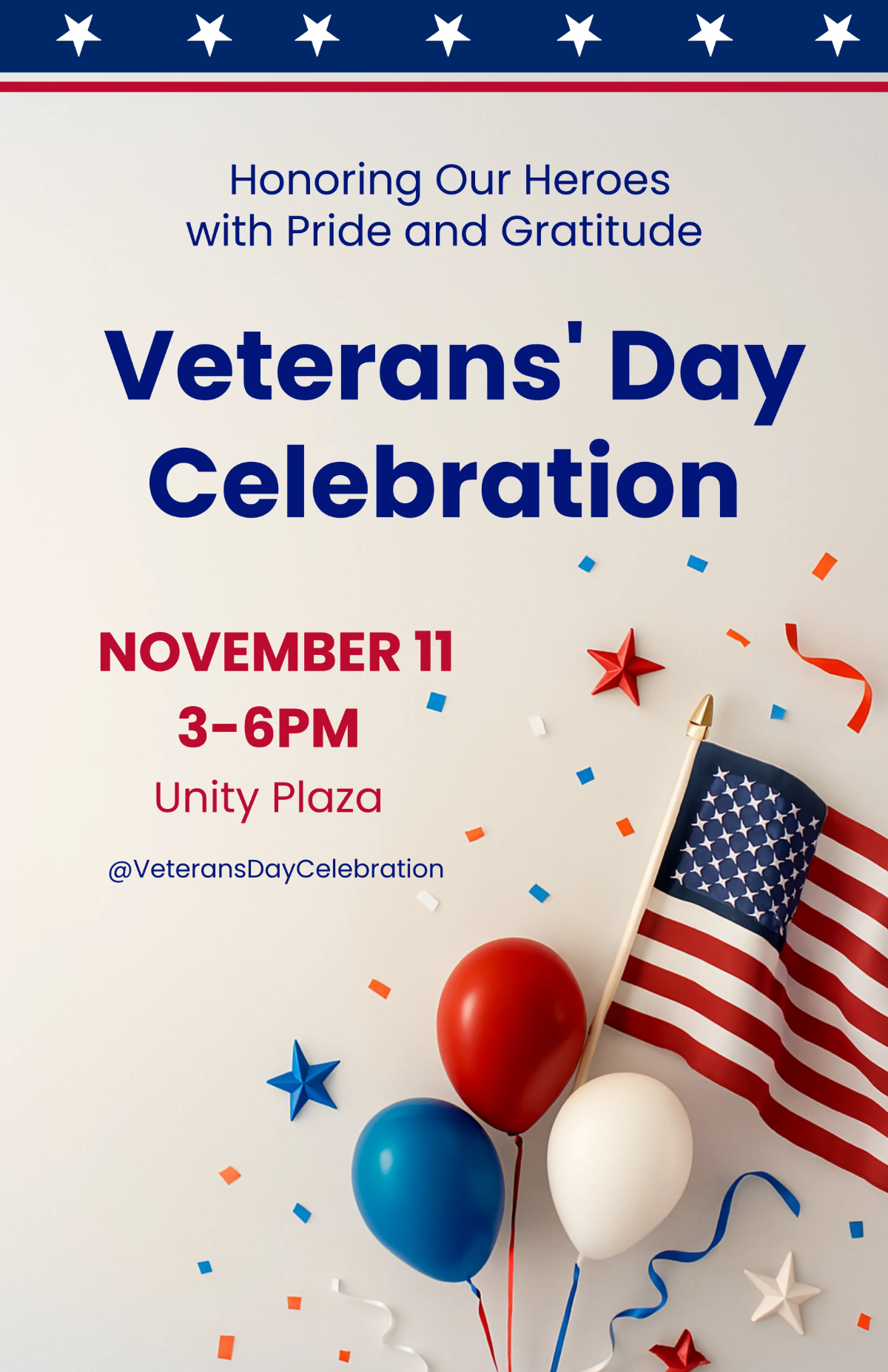 Free Veterans' Day Celebration Poster Template to Edit Online