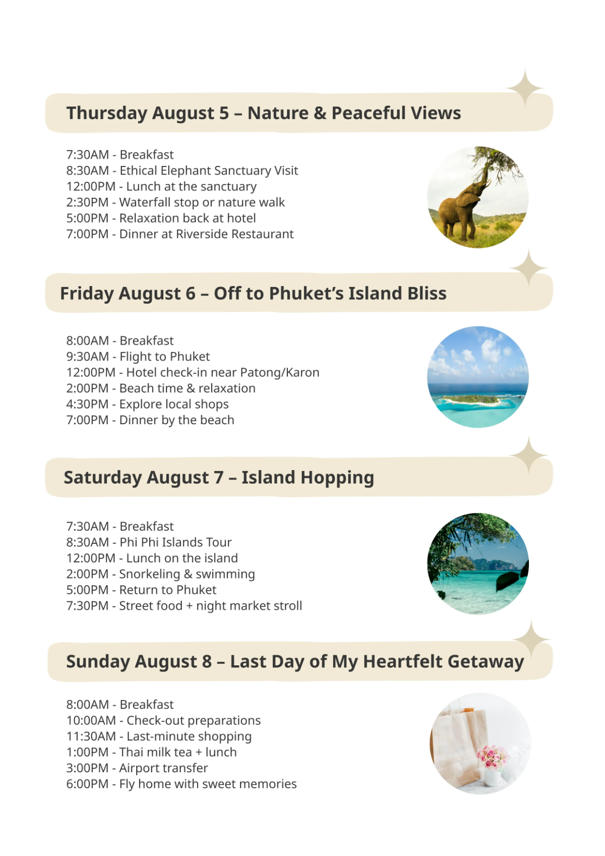 Free Cute Itinerary Template to Edit Online