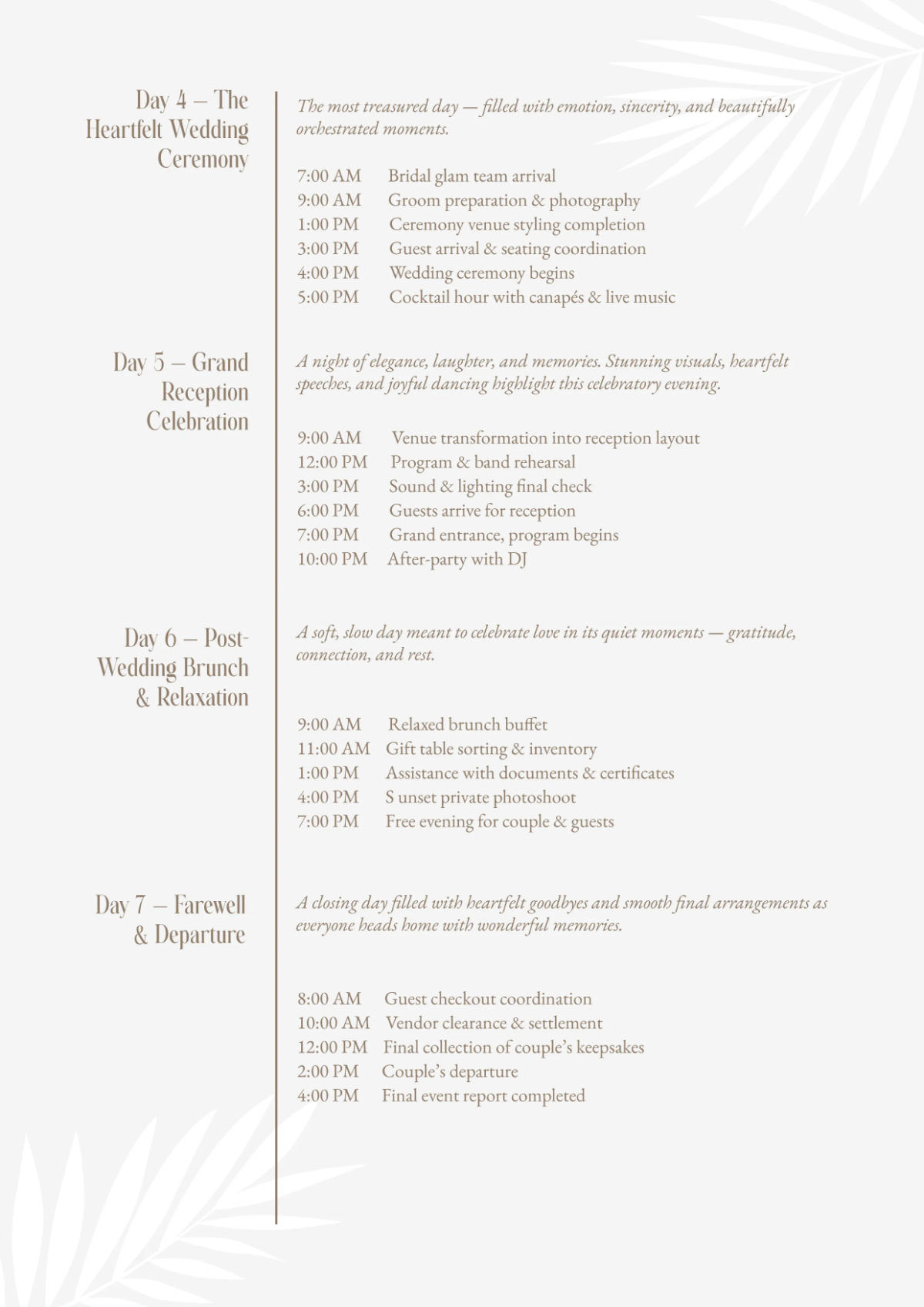 Free Elegant Itinerary Template to Edit Online