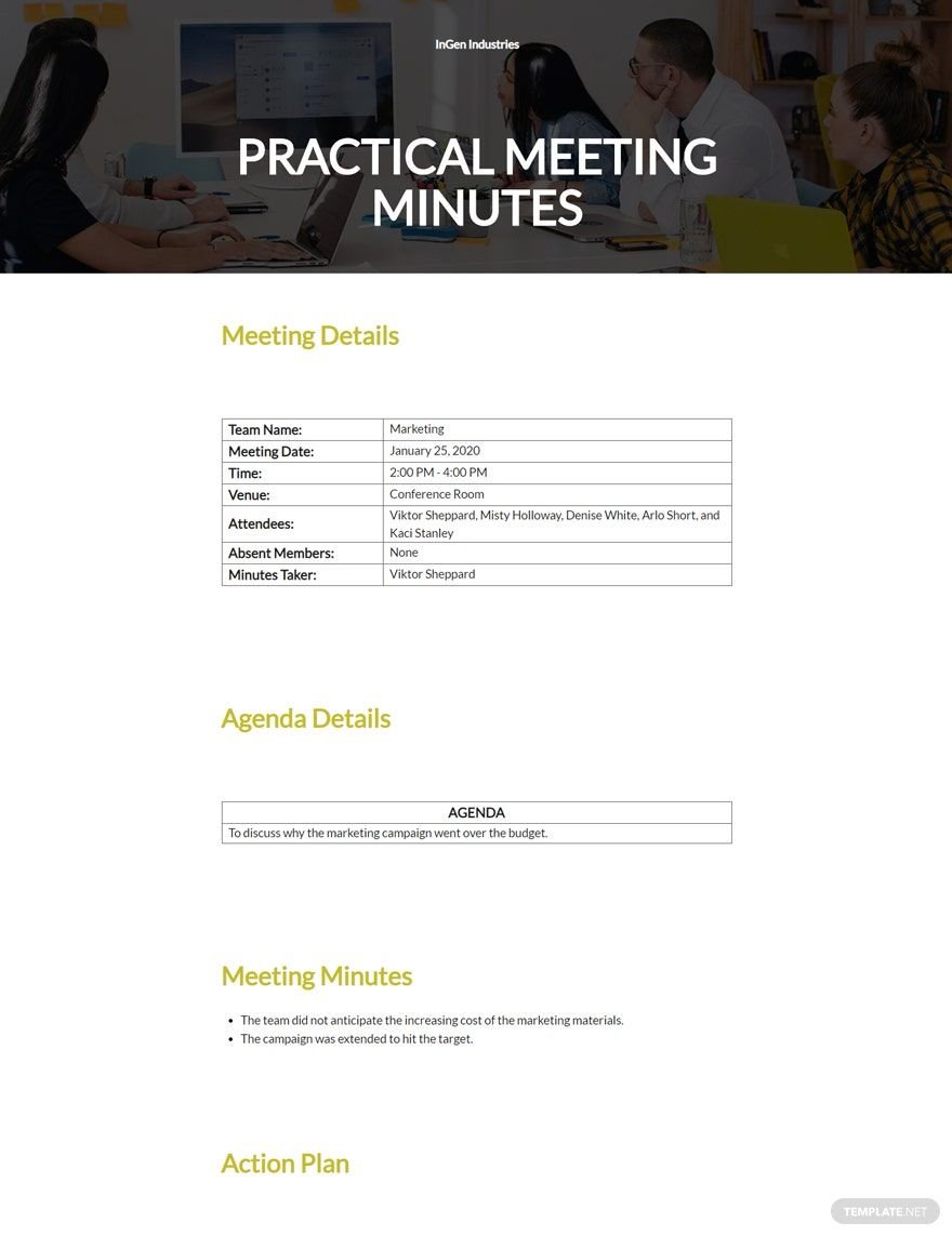 Practical Meeting Minute Template