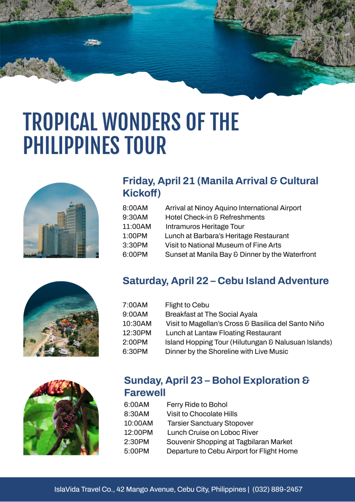 Free Tour Itinerary Template to Edit Online