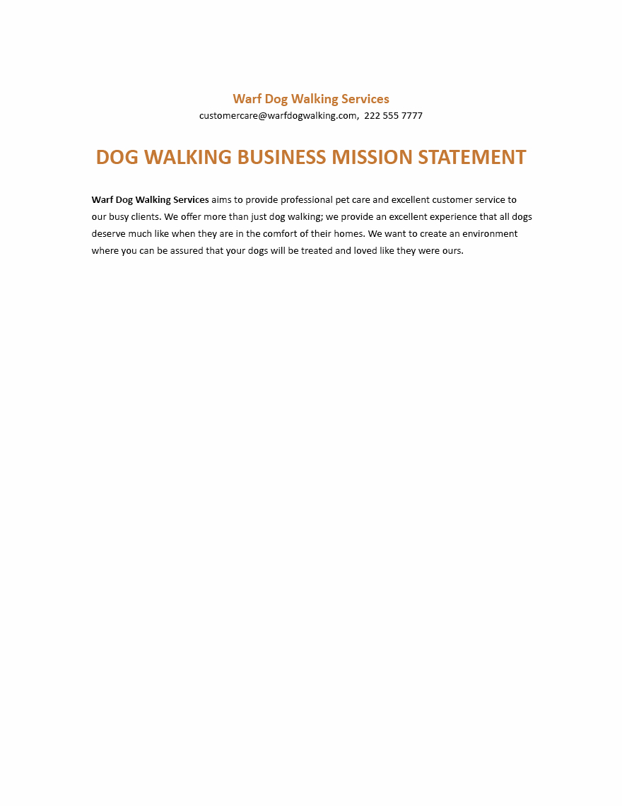 dog walking business plan template