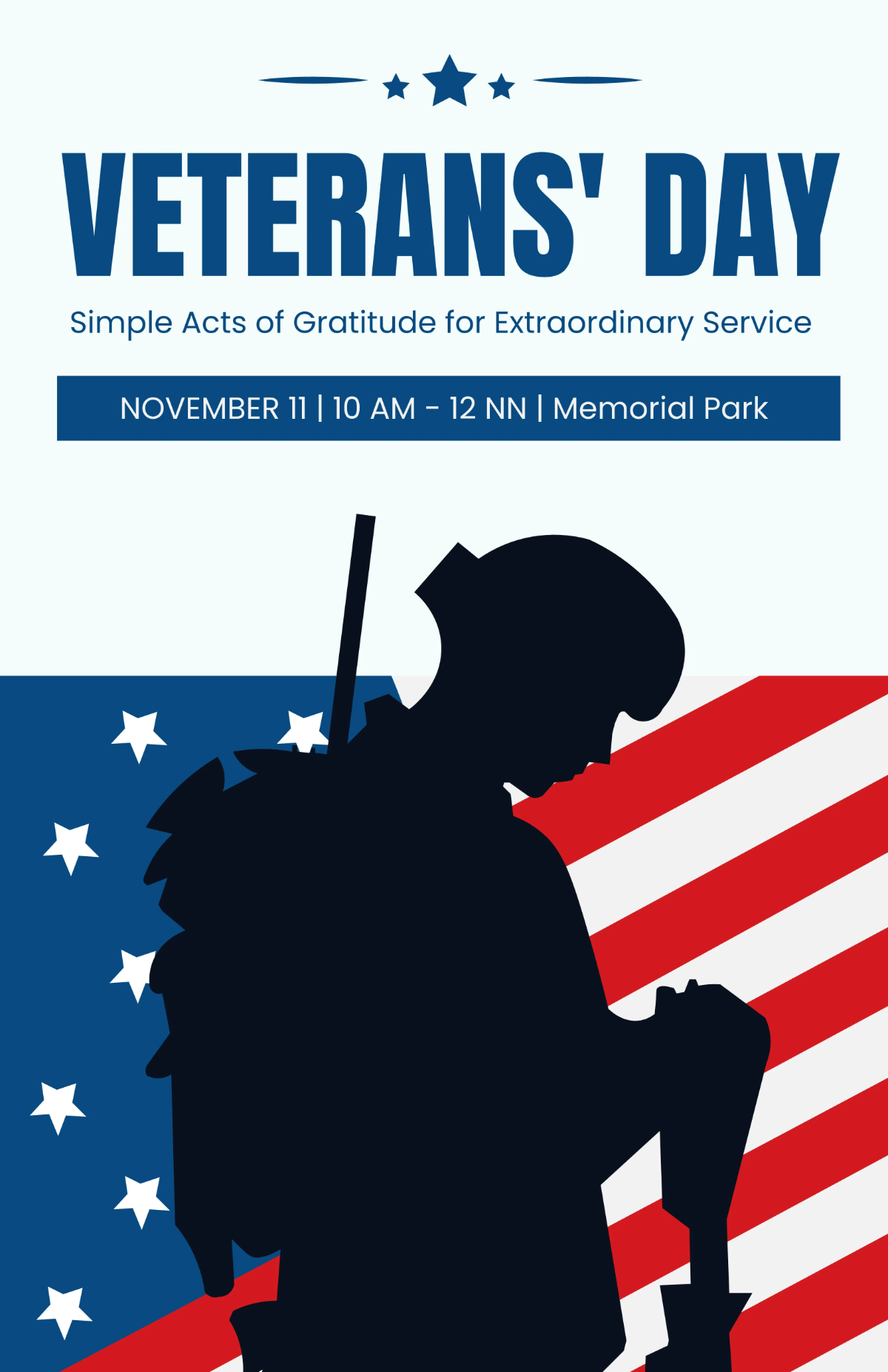 Free Simple Veterans' Day Vector Poster Template to Edit Online