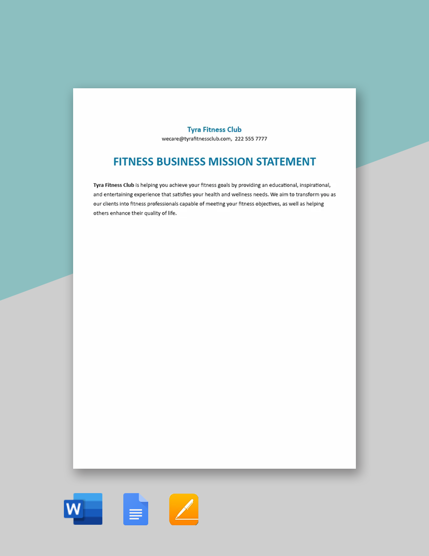 Fitness Business Mission Statement Template