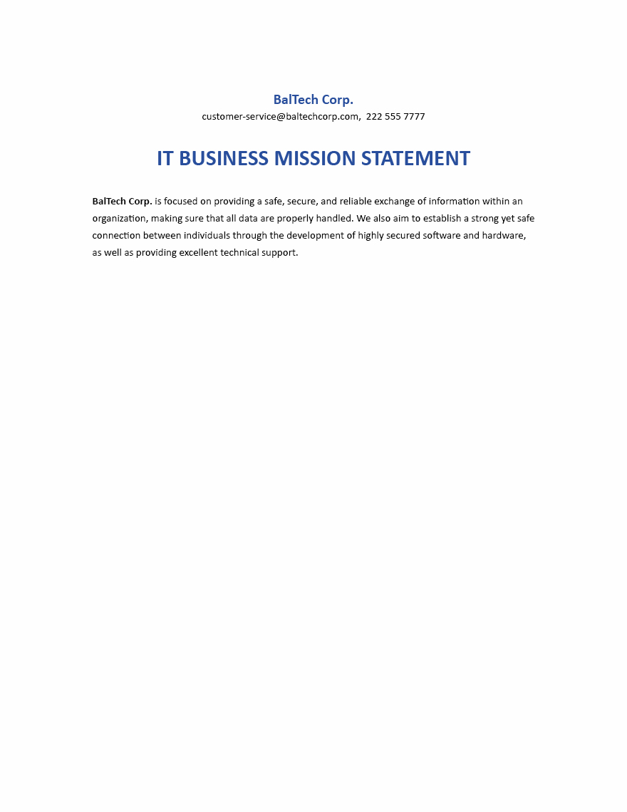 Clothing Business Mission Statement Example Template Google Docs