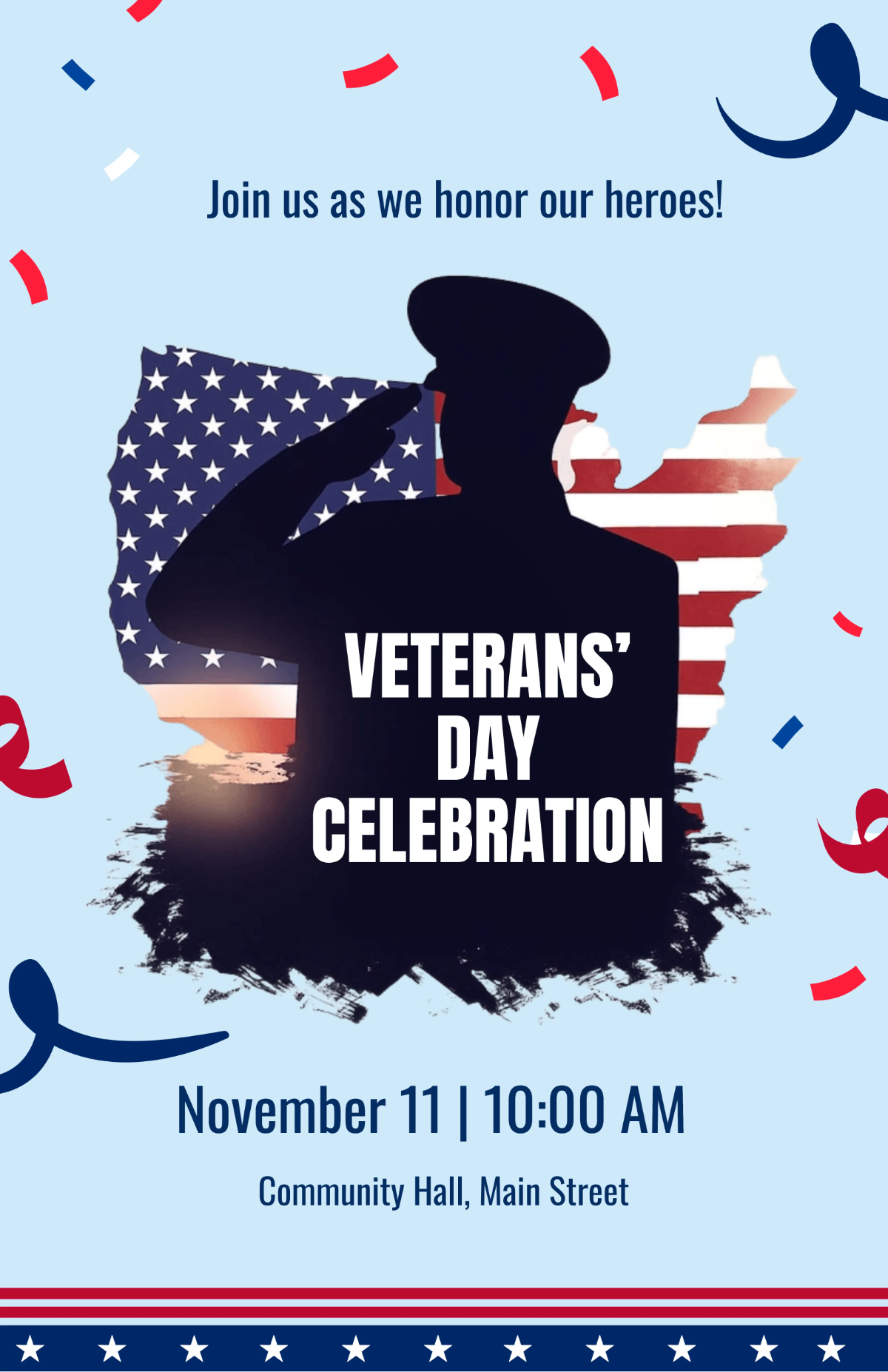 Free Veterans' Day Event Poster Template to Edit Online