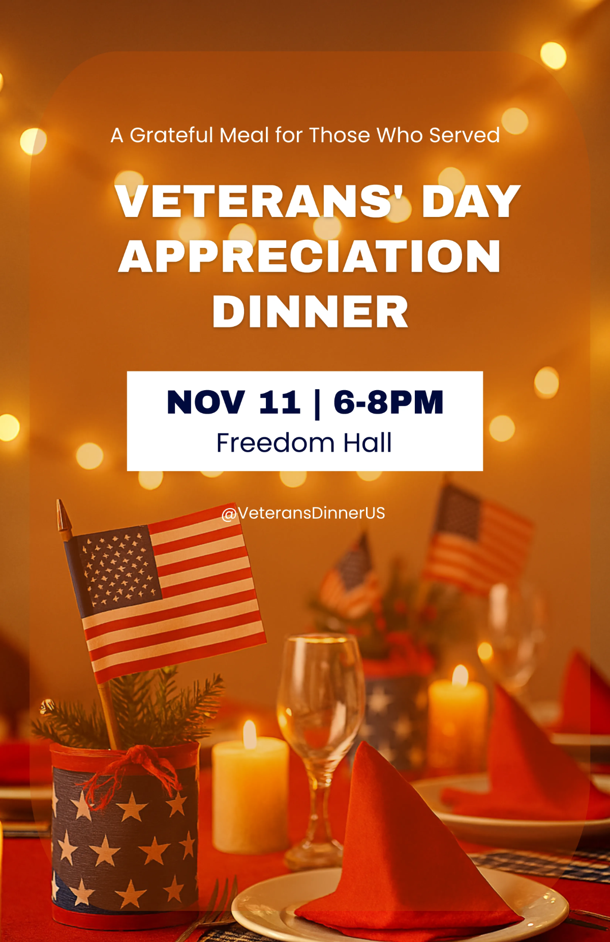 Free Veterans' Day Dinner Poster Template to Edit Online