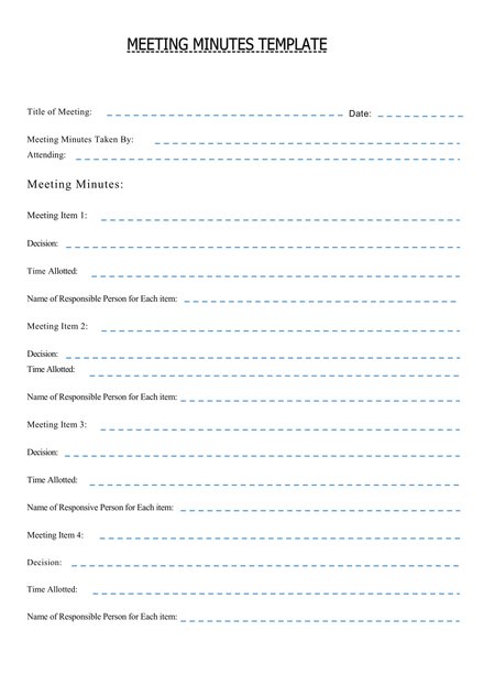 Free Professional Meeting Minutes Template: Download 65  Meeting