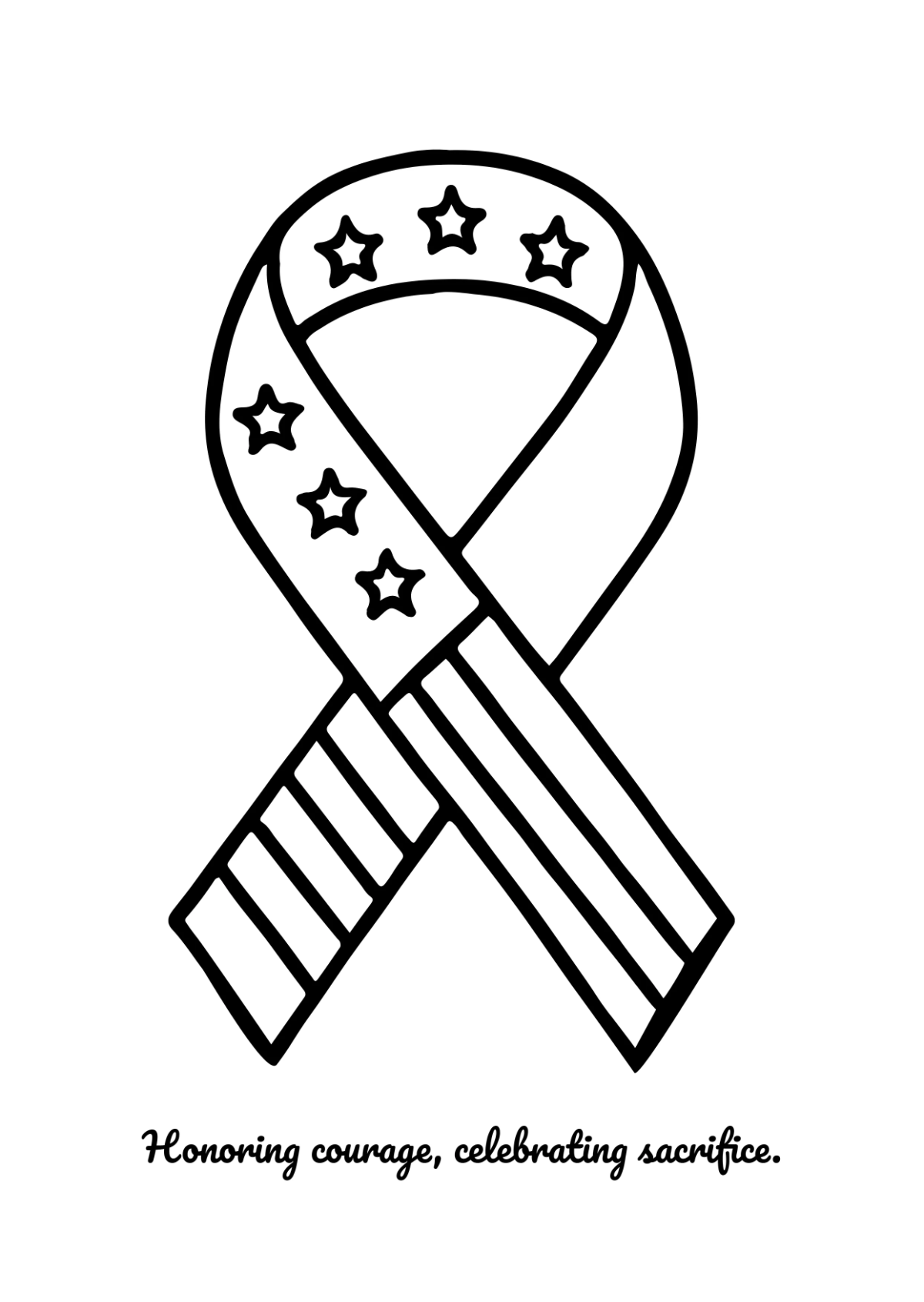 Free Veterans' Day Ribbon Drawing Template to Edit Online