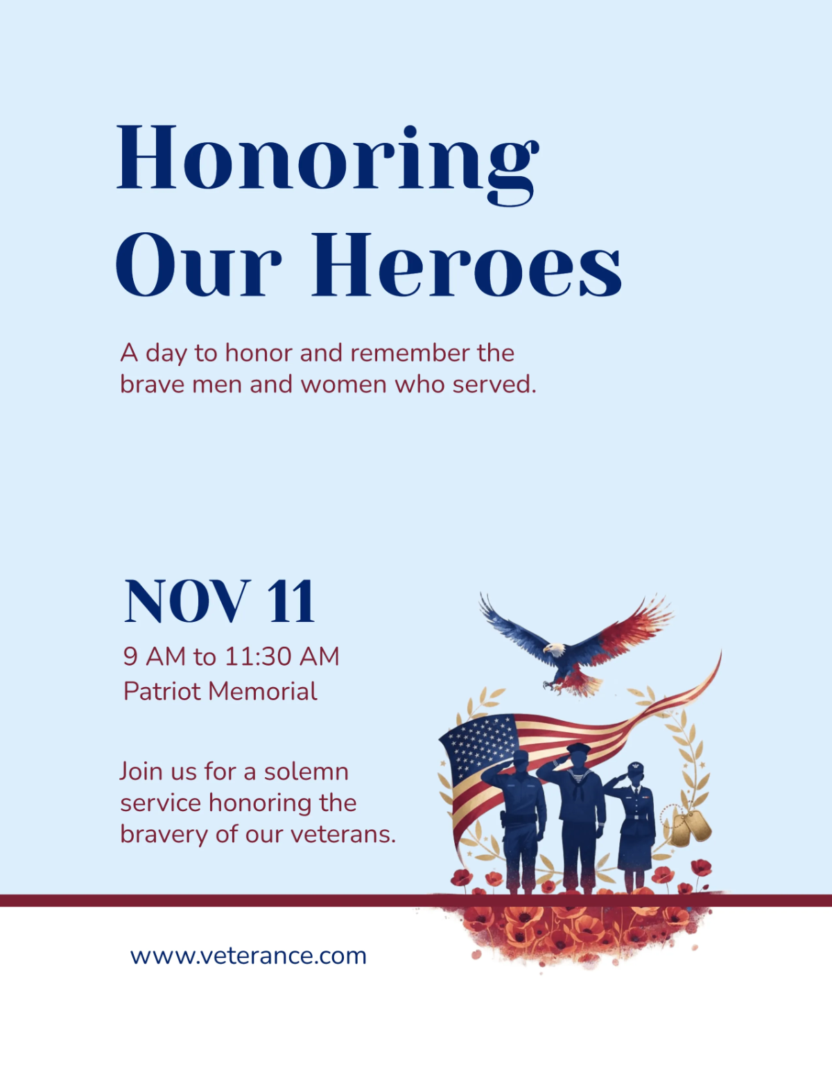 Free Blue Veterans' Day Service Flyer Template to Edit Online Free Blue Veterans' Day Service Flyer Template to Edit Online