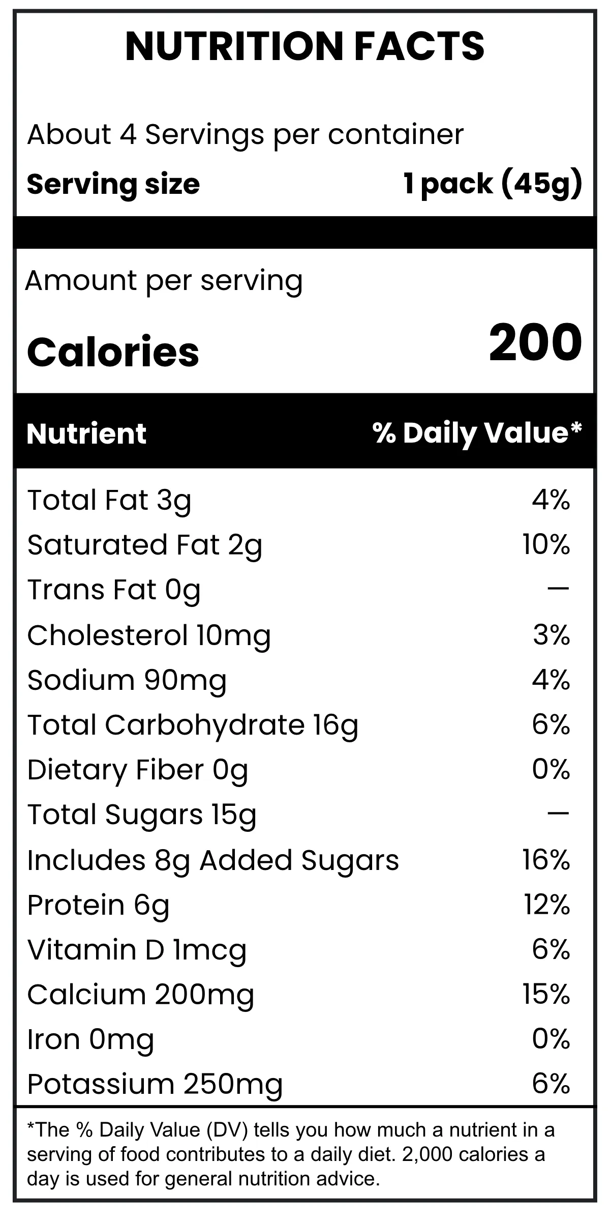 Yogurt Nutrition Label Template