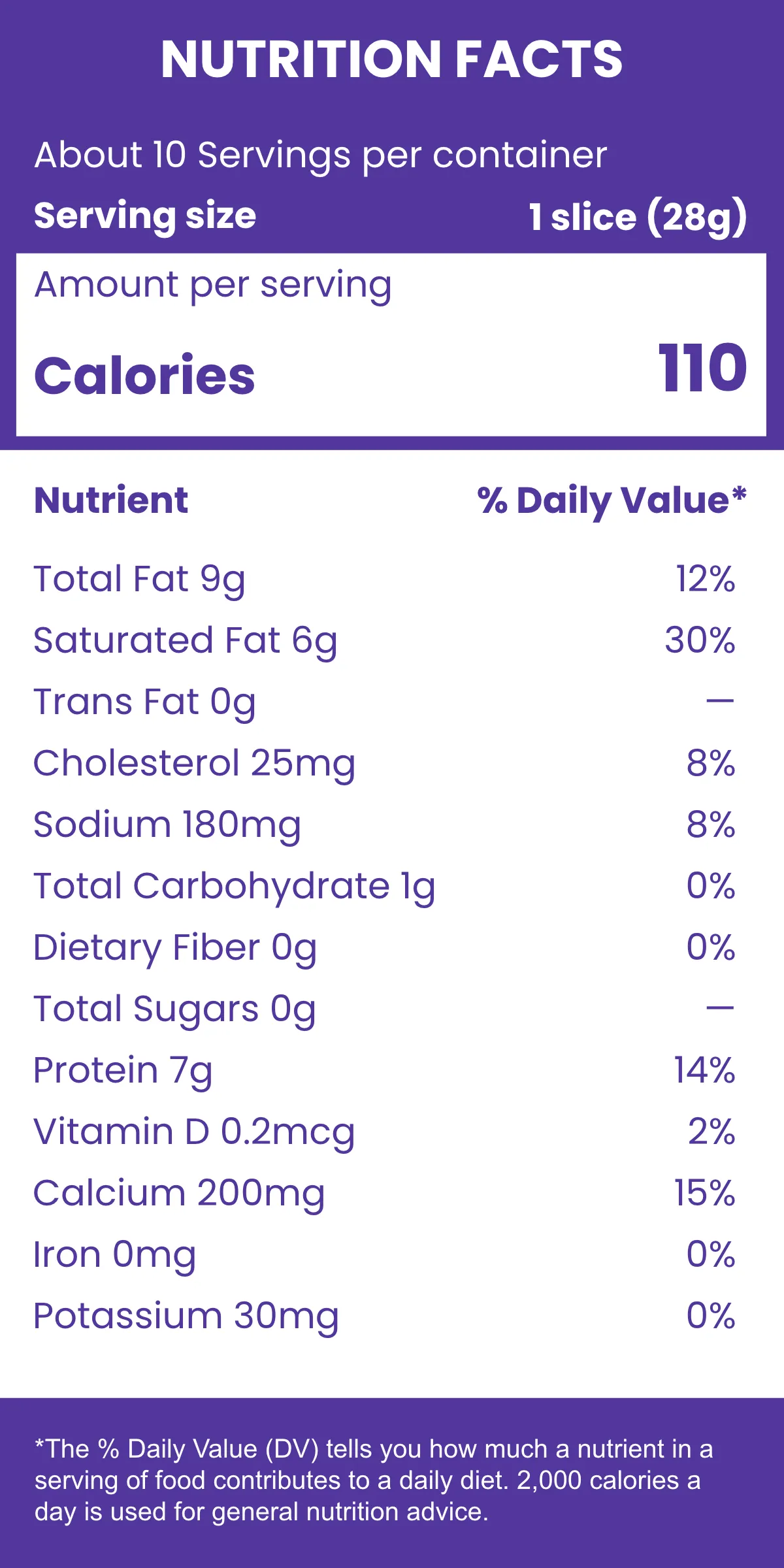 Cheese Layout Nutrition Label Template