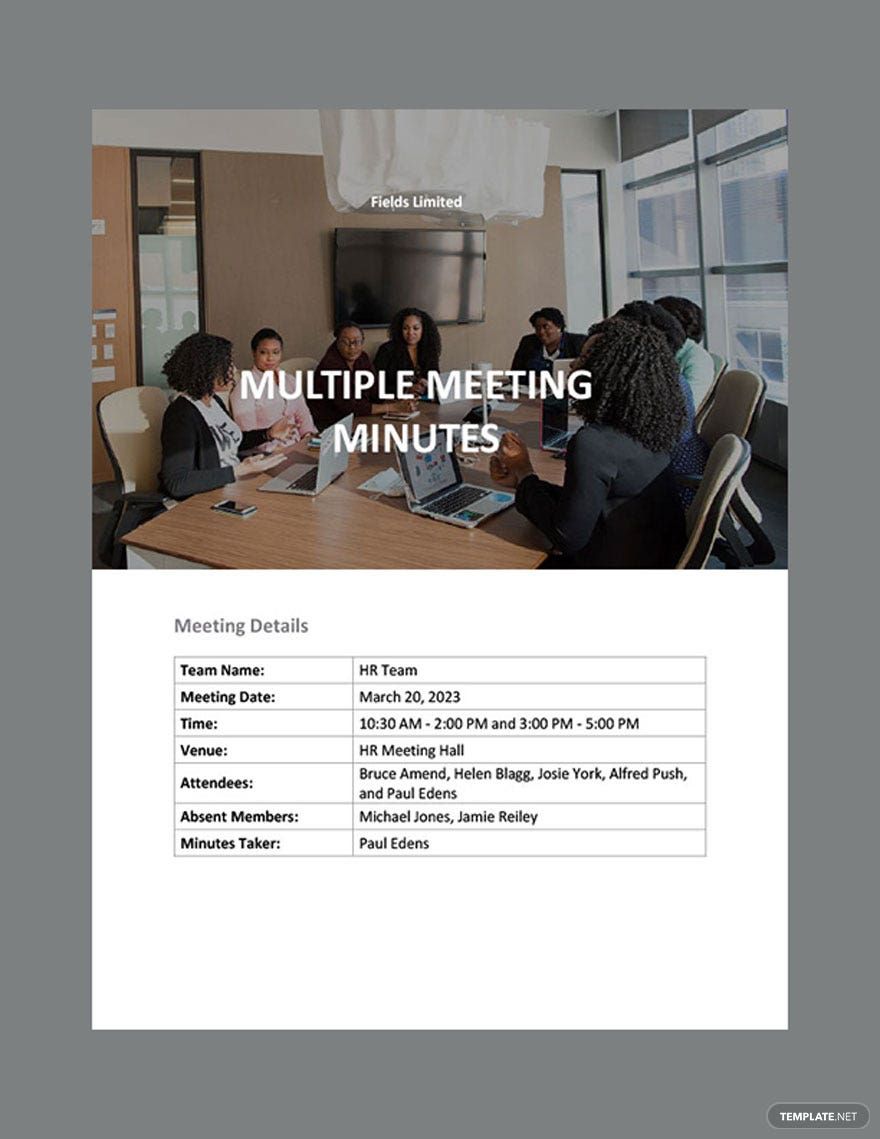 Multiple Meeting Minutes Template
