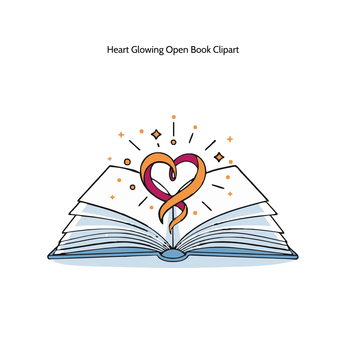 Free Heart Glowing Open Book Clipart Template to Edit Online
