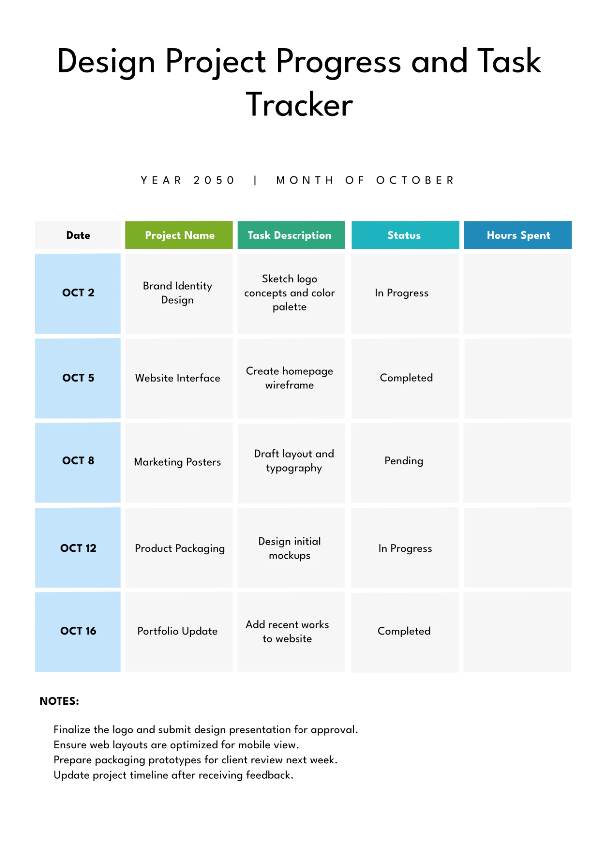 Design Tracker Template