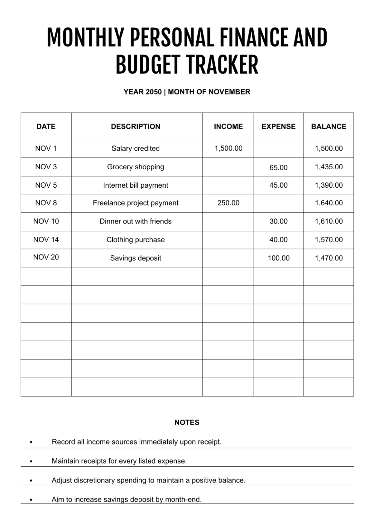 Budget Tracker Template