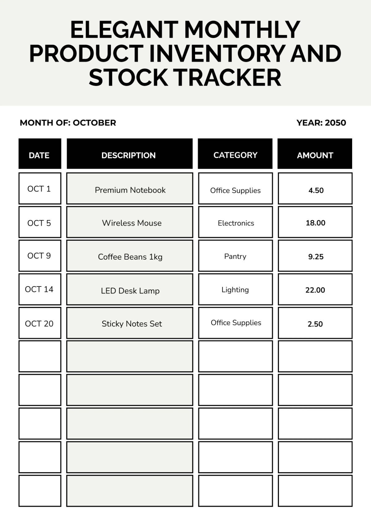 Elegant Inventory Tracker Template