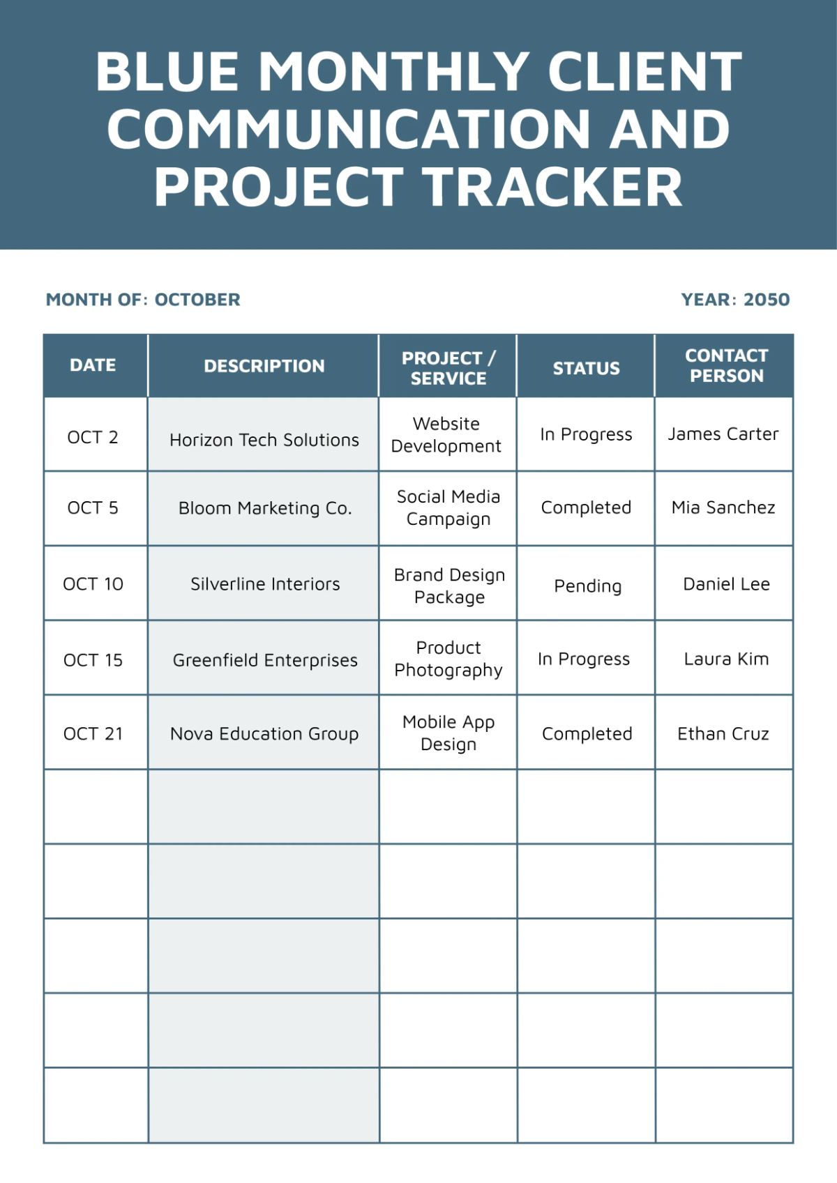 Blue Client Tracker Template