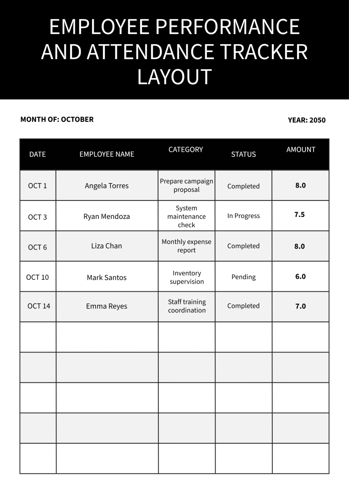 Employee Tracker Layout Template