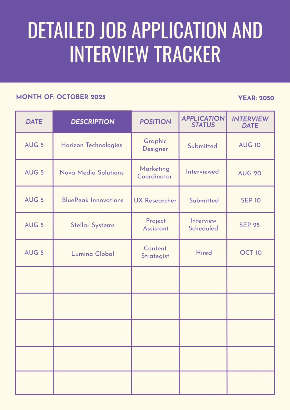 Job Hunt Tracker Template