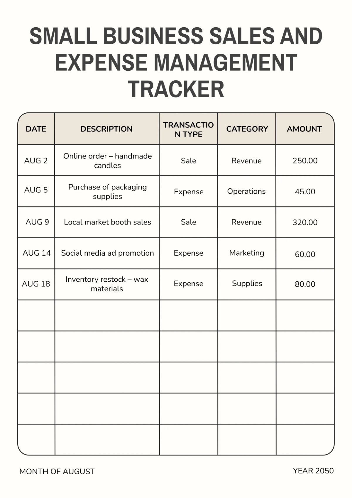 Small Business Tracker Template