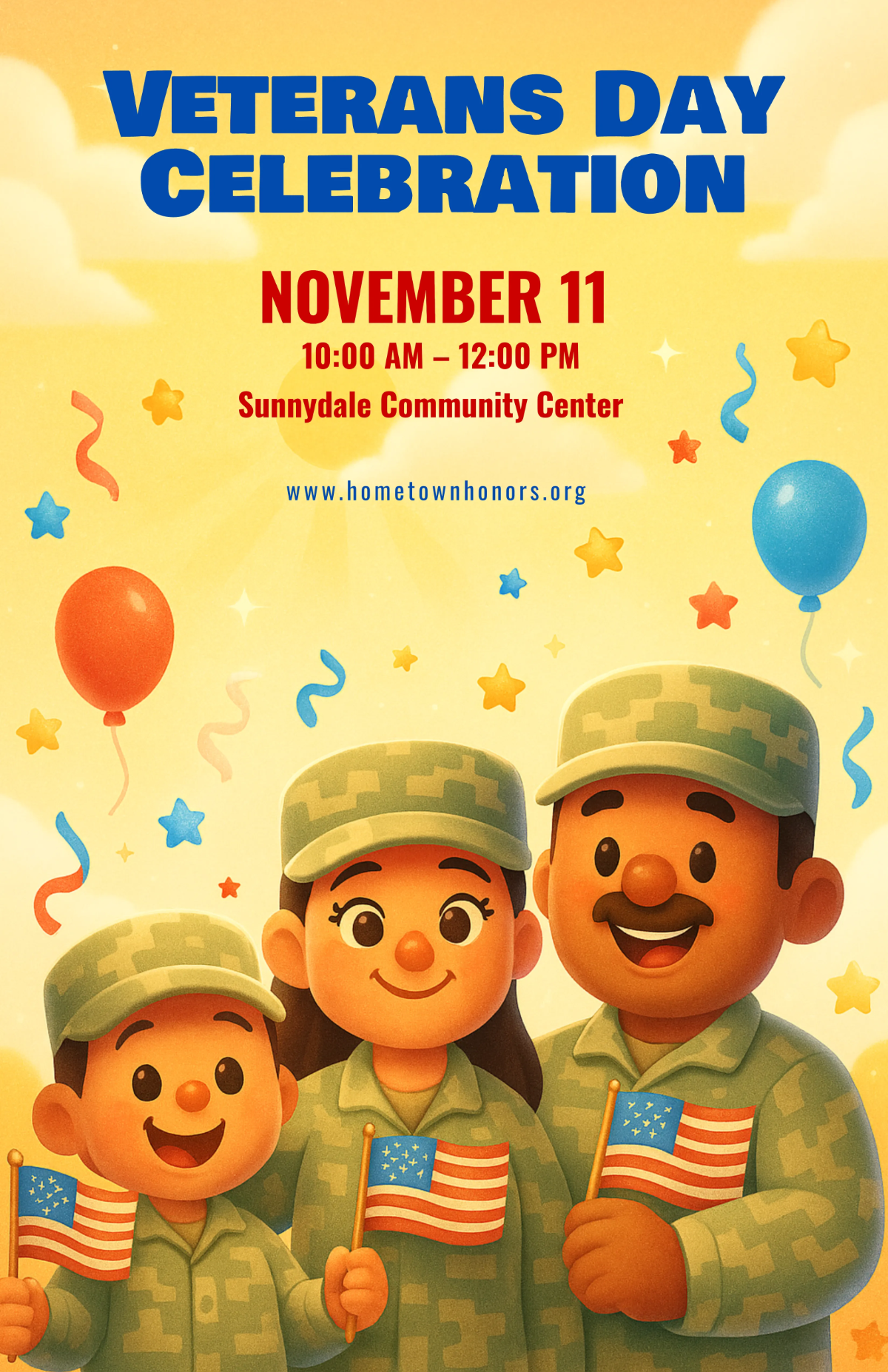 Free Cute Background Veterans' Day Poster Template to Edit Online