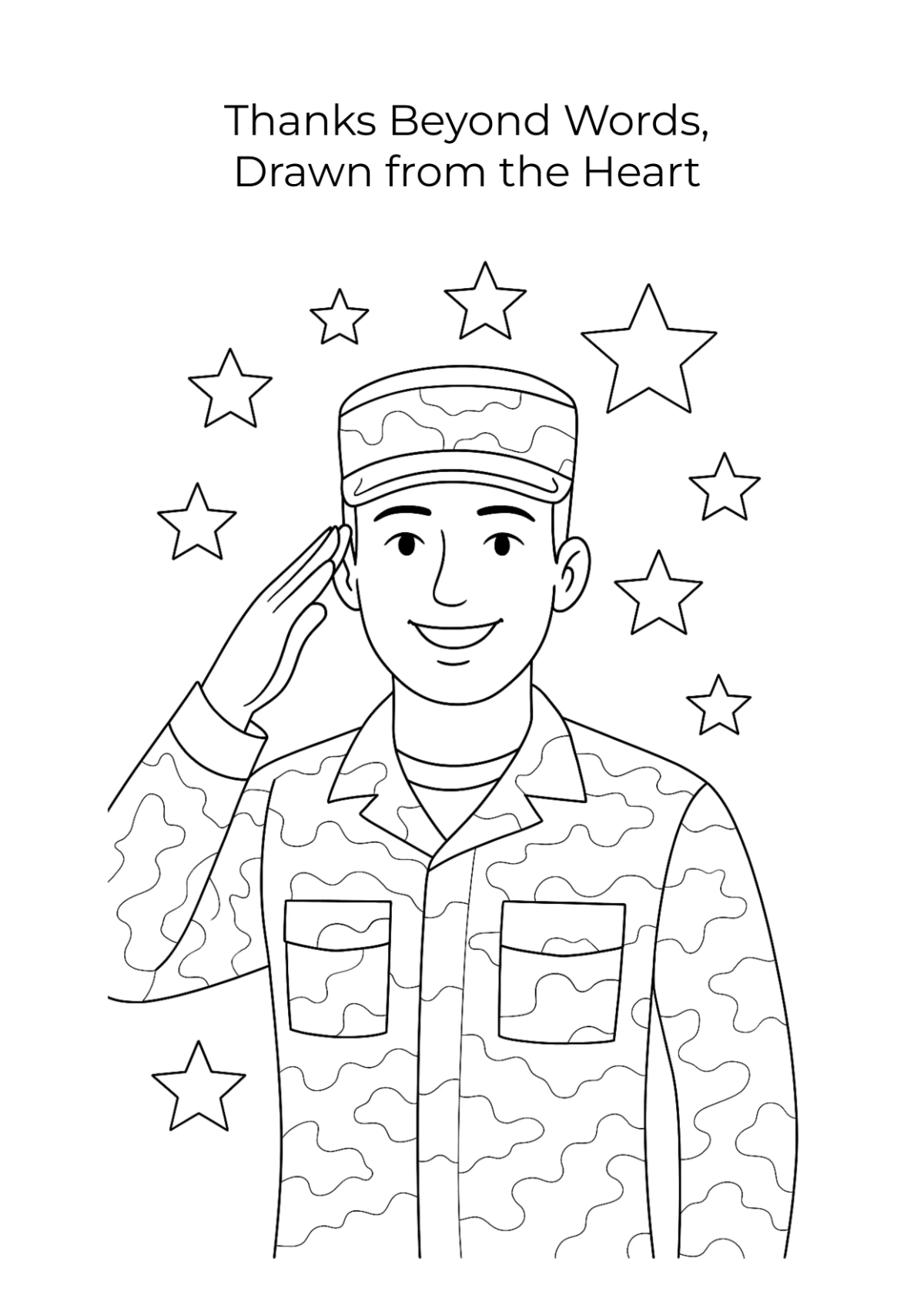 Free Veterans' Day Thank You Drawing Template to Edit Online