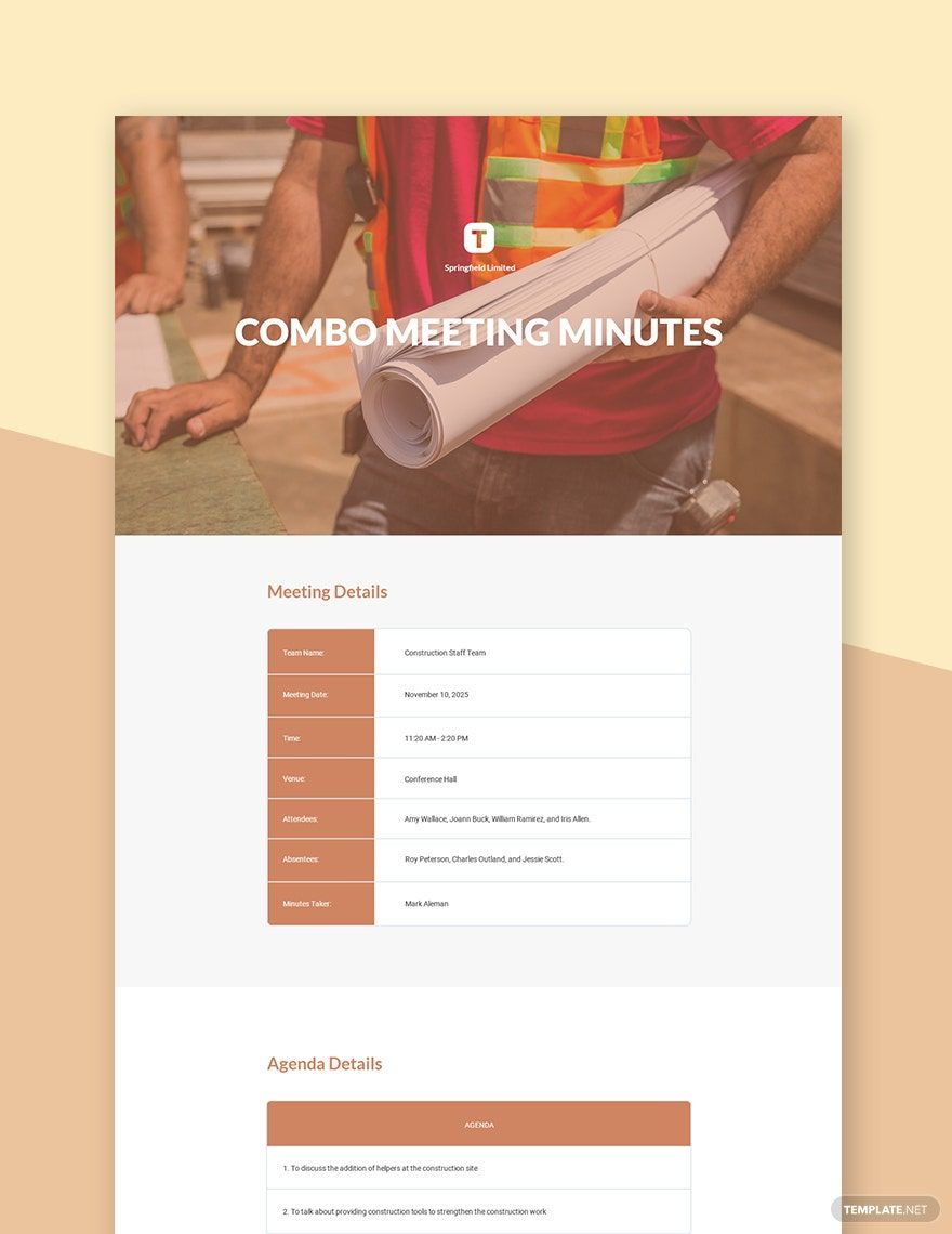 Combo Meeting Minutes Template