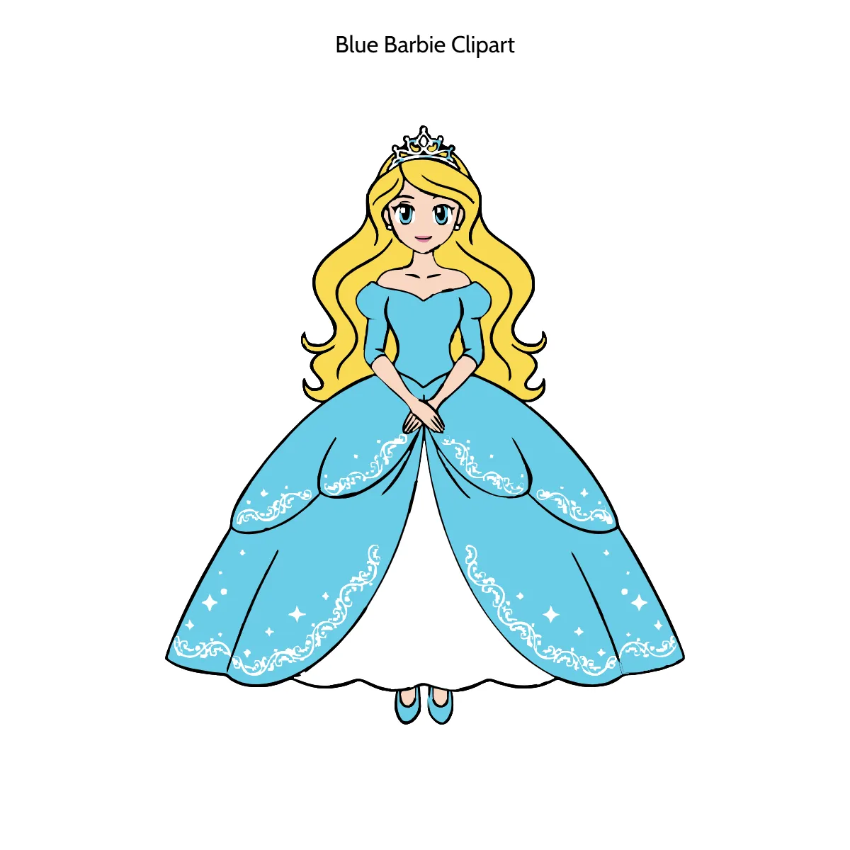 Free Blue Barbie Cartoon Vector Clipart (PNG, SVG) to Edit Online