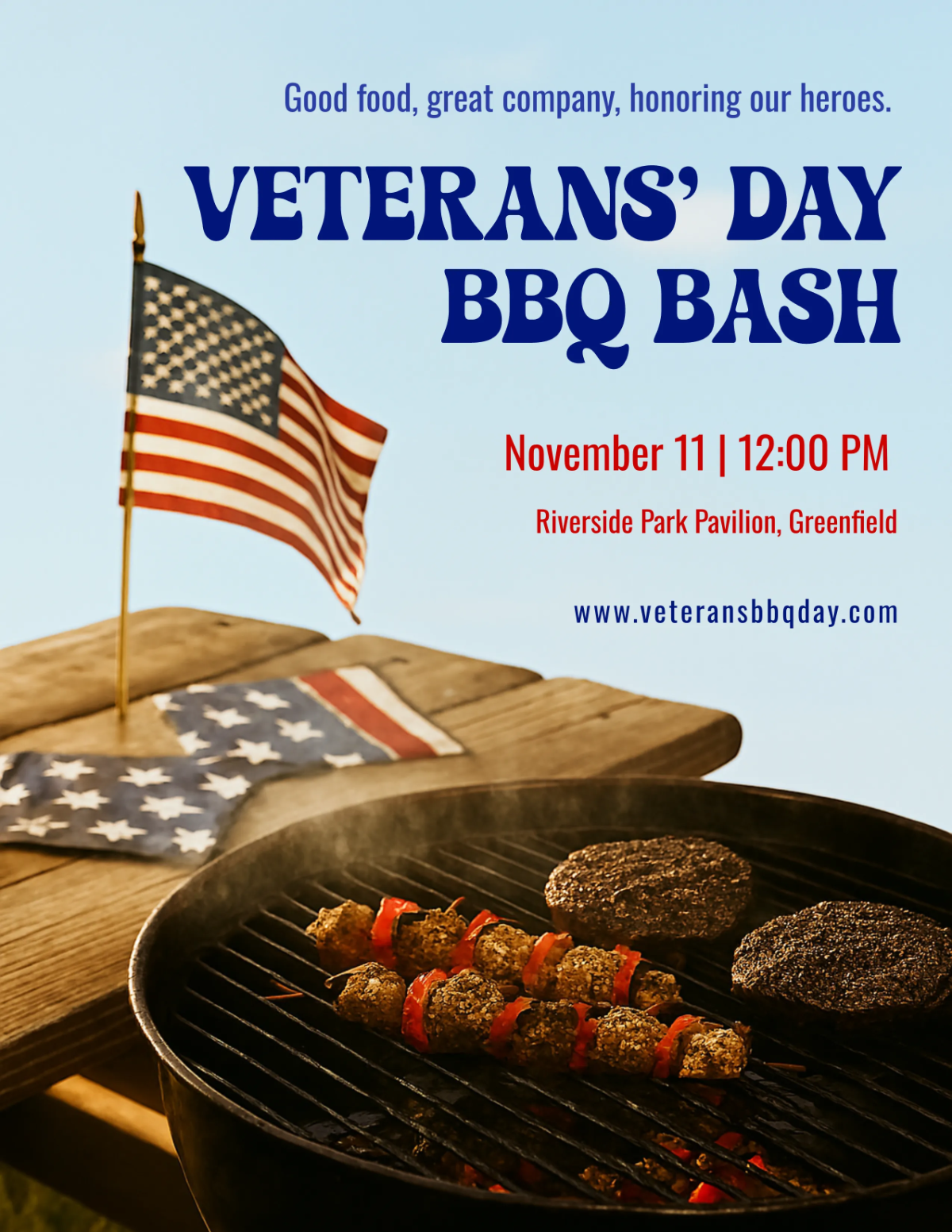 Free iModern Veterans' Day BBQ Flyer Template to Edit Online