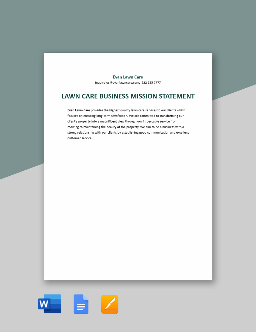 Lawn Care Business Mission Statement Template