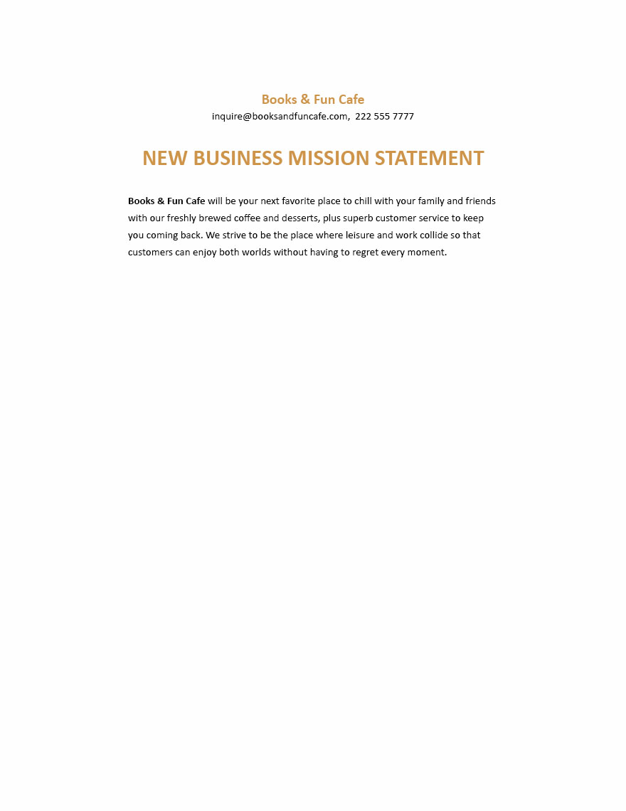 New Business Mission Statement Template - Google Docs, Word | Template.net