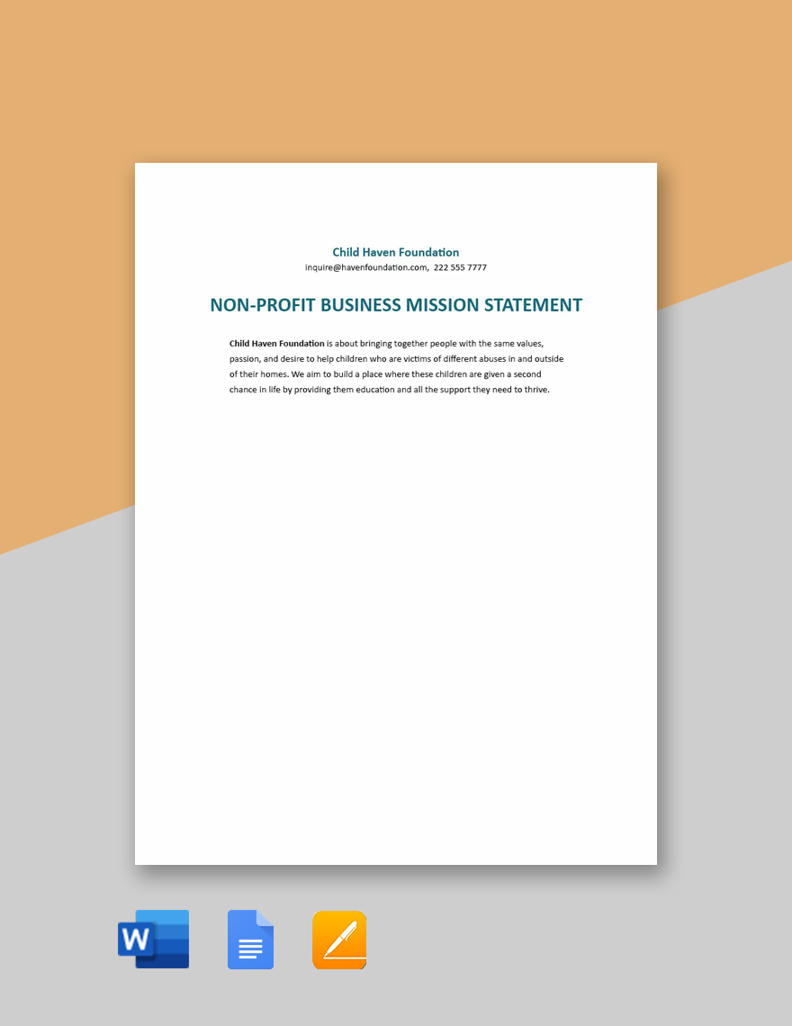 Nonprofit Business Mission Statement Example Template
