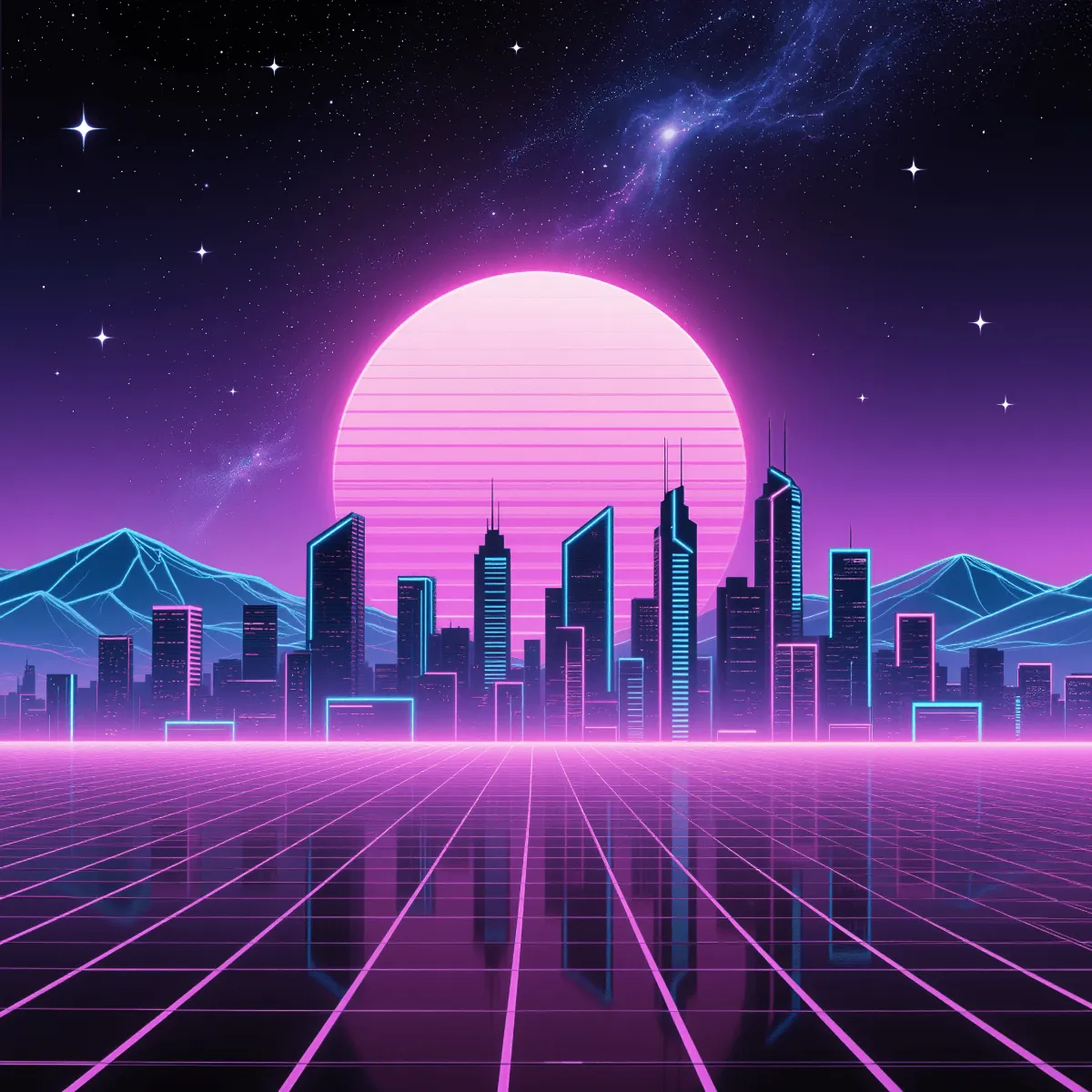 Free Retro Futuristic Cityscape to Edit Online