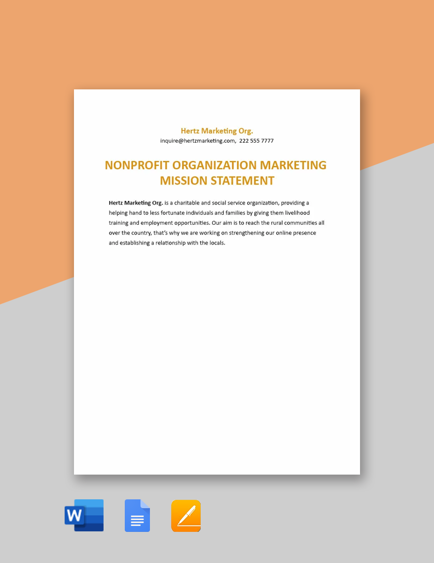 Nonprofit Organization Marketing Mission Statement Template