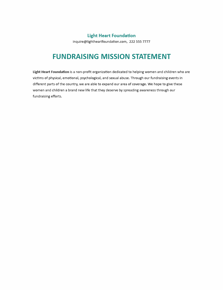 Fundraising Mission Statement Template - Google Docs, Word | Template.net