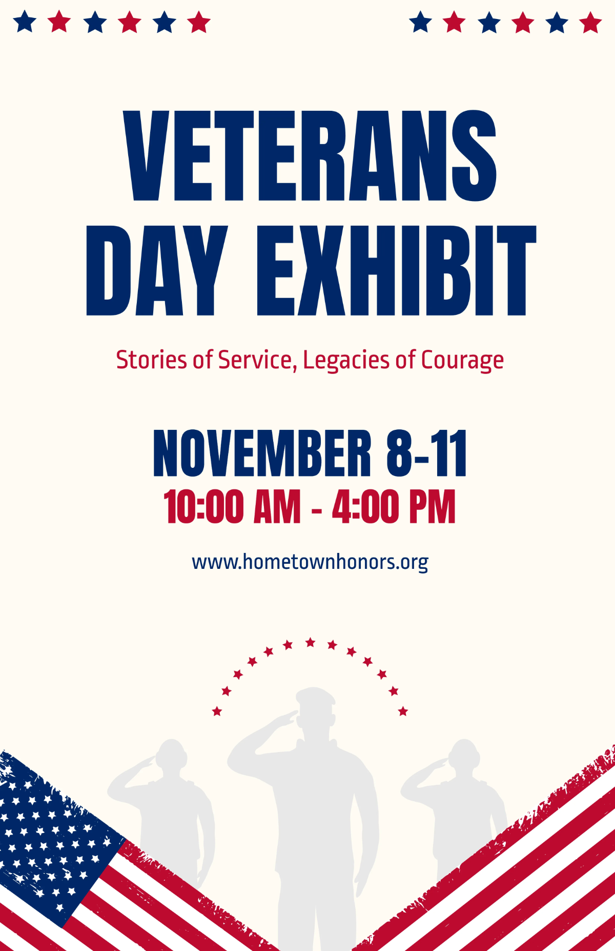 Free Veterans' Day Exhibit Poster Template to Edit Online Free Veterans' Day Exhibit Poster Template to Edit Online