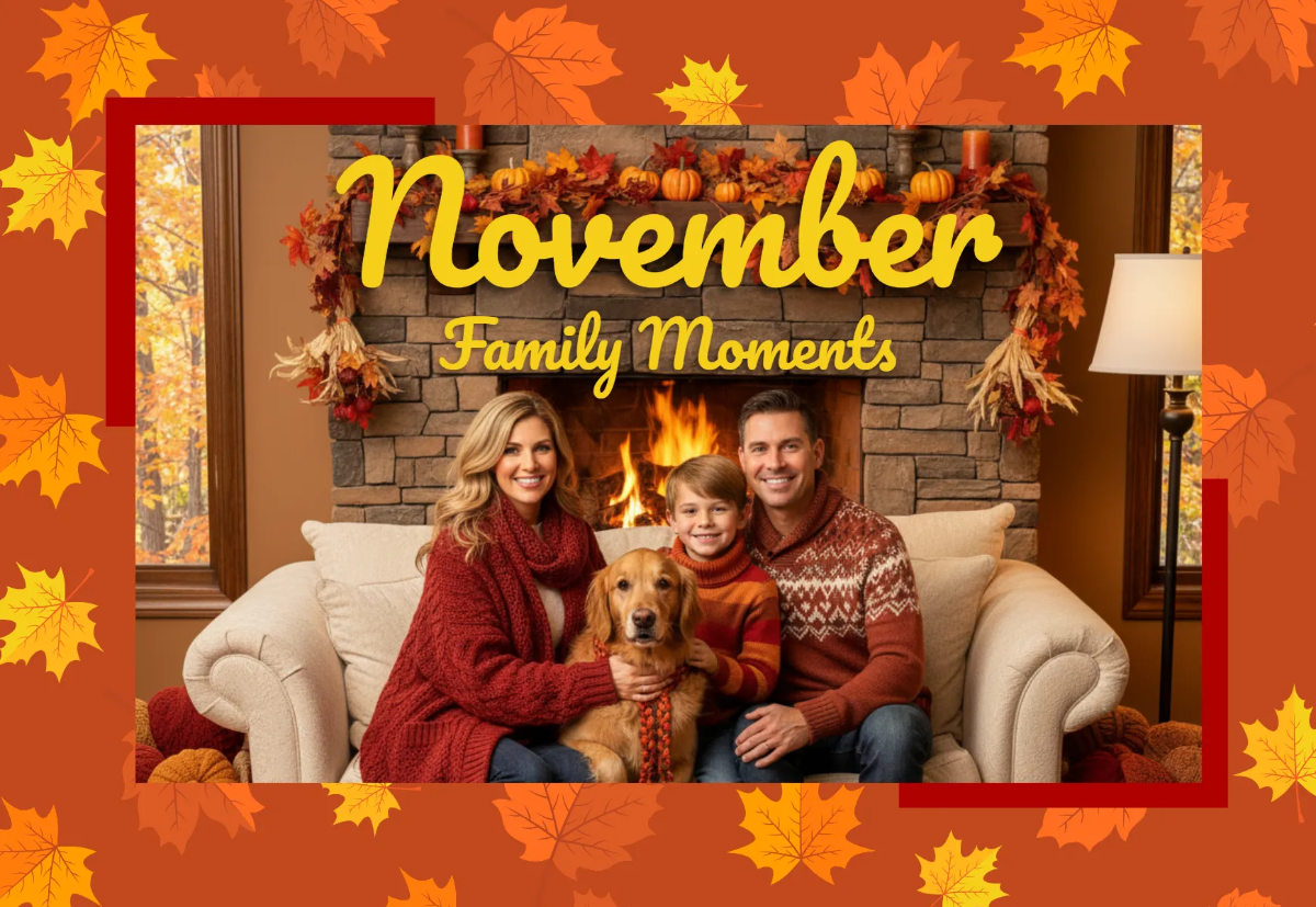 Free Red and Orange Photo Card Template to Edit Online