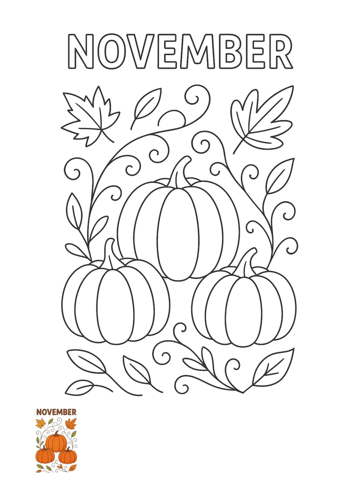 Free November Kids Coloring Page Template to Edit Online