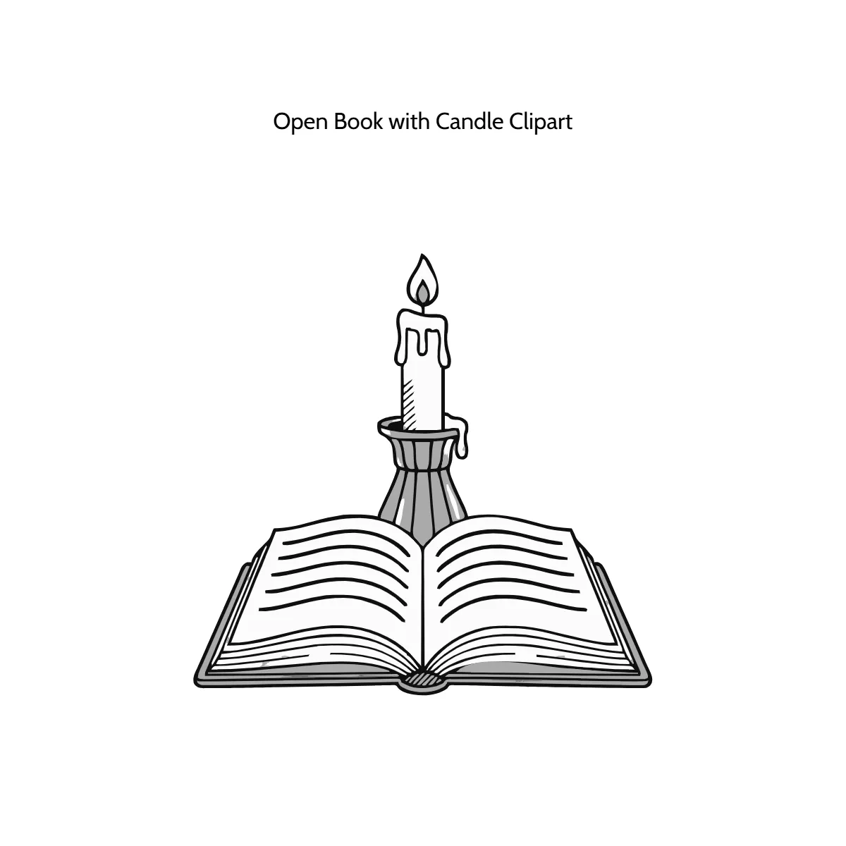 Open Book with Candle Clipart