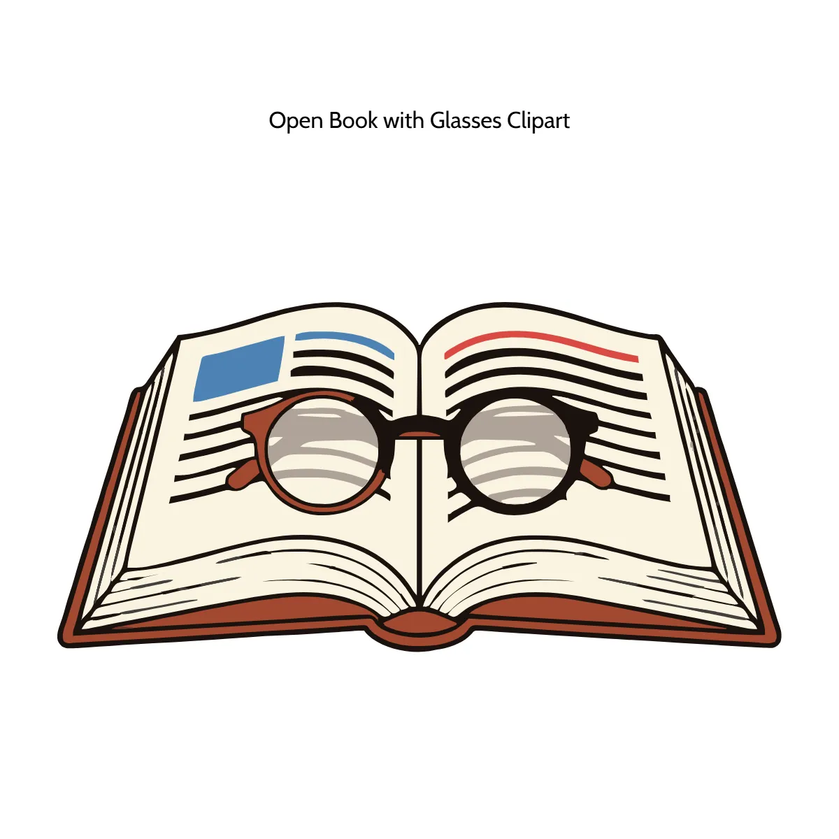 Open Book with Glasses Clipart