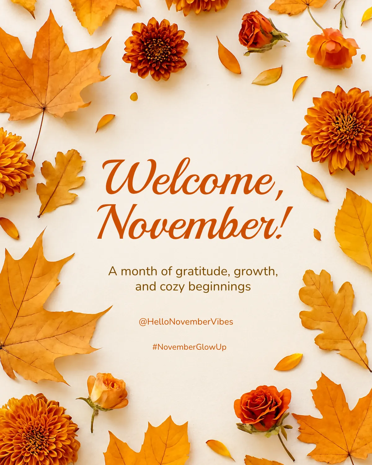 Free Welcome November Instagram Post Template to Edit Online