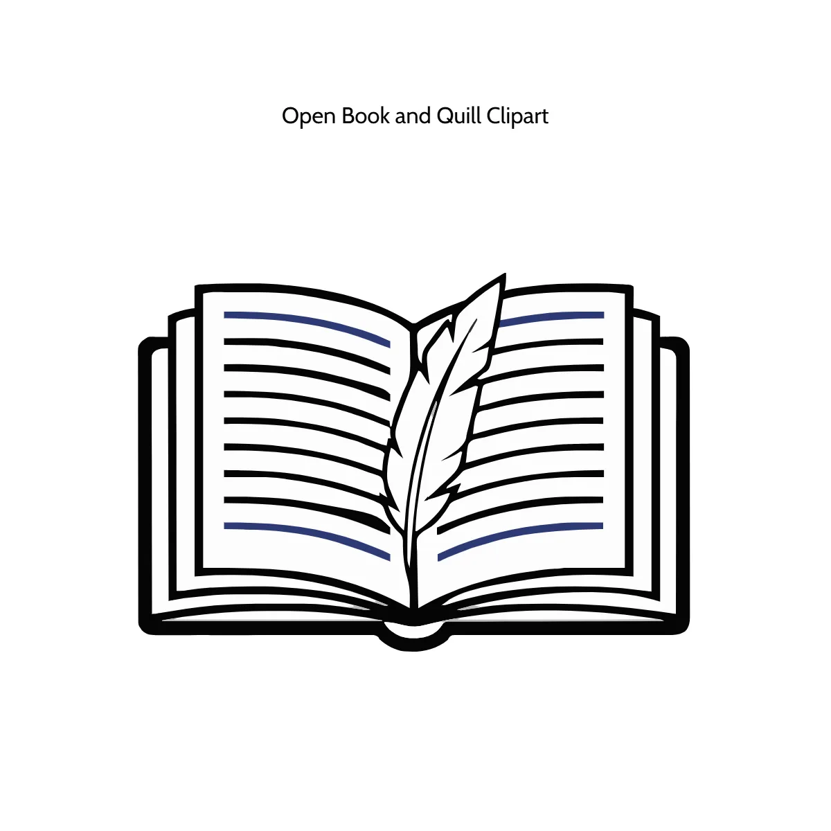 Open Book and Quill Clipart