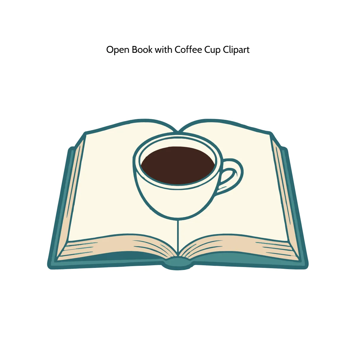 Open Book with Coffee Cup Clipart