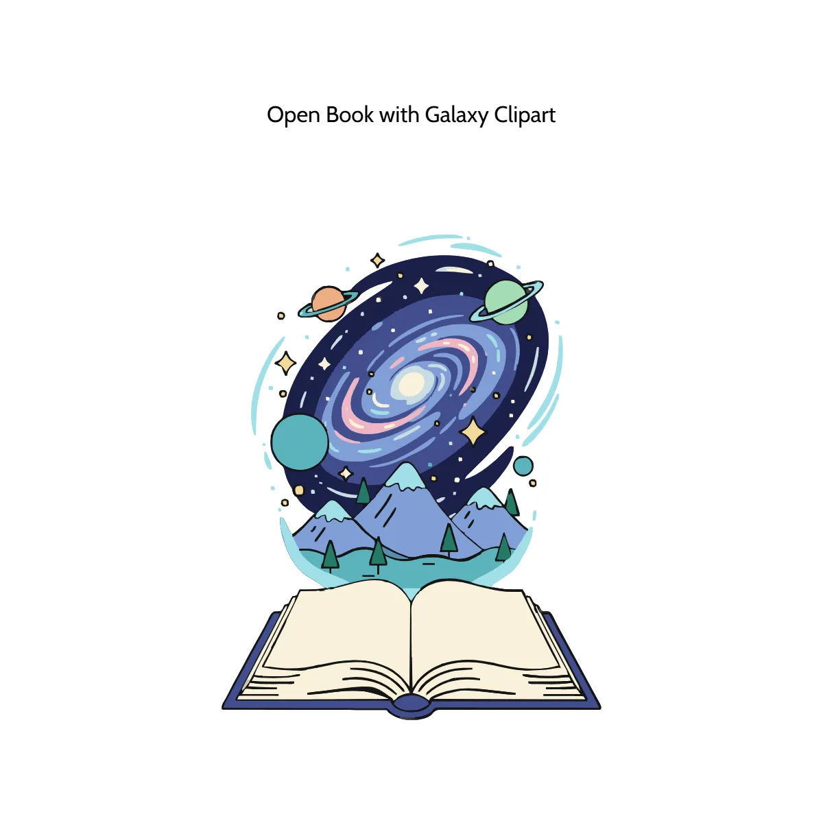 Free Open Book with Galaxy Vector Clipart (PNG, SVG) to Edit Online