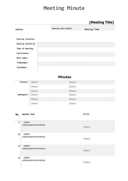 Apologies Meeting Minute Template: Download 65+ Meeting Minutes in Word ...