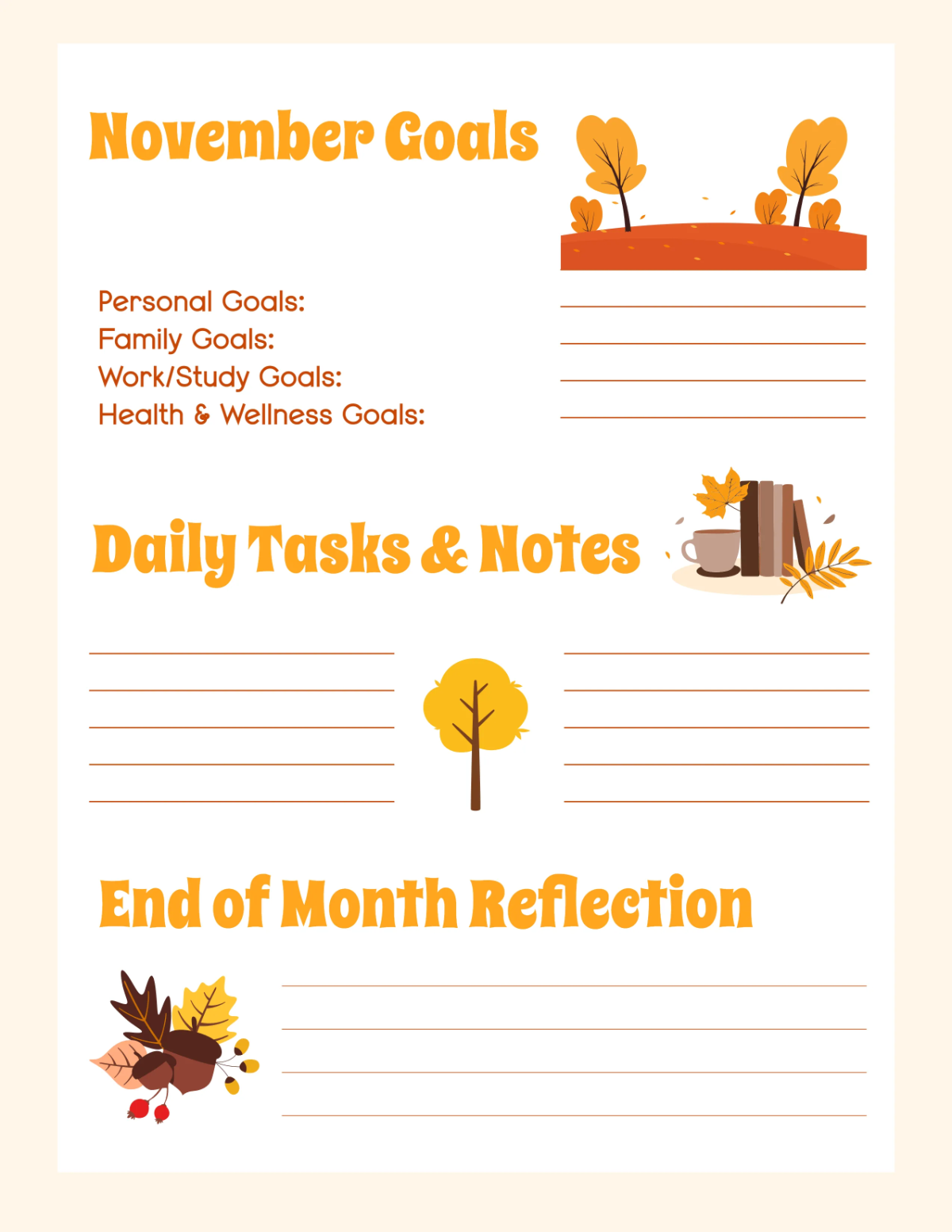 Free Blank November Budget Planner Template to Edit Online