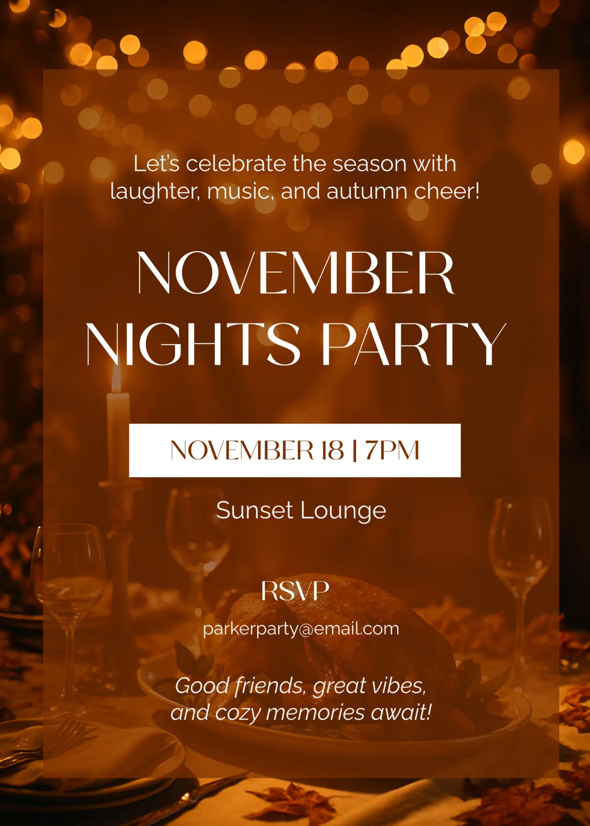 Free November Party Invitation Template to Edit Online