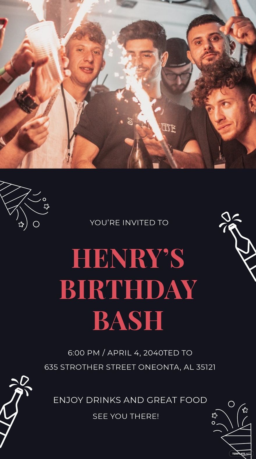 Free Birthday Party Whatsapp Post Template